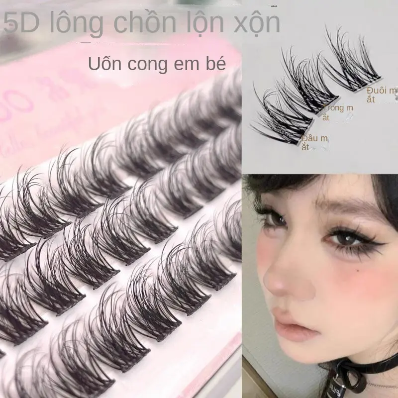 Lông Mi Giả, Nhung Lông Chồn Luodou Không Keo, Lớp Cong 5D, Ba Lớp Lộn Xộn, Bộ Ba Lười Biếng, Trông Tự Nhiên Và Như Thật, Cụm Đơn 0