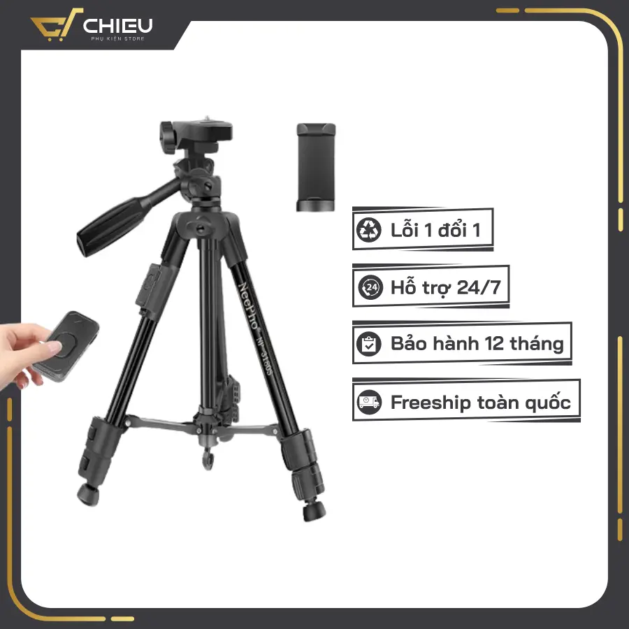 [ Tripod 1m2 Tặng kèm remote ] Giá Đỡ 3 Chân  Np-3180S Xoay 360 Độ Kèm Remote Tiện Dụng Phụ Kiện Selfie Giá Đỡ Điện Thoại Kem