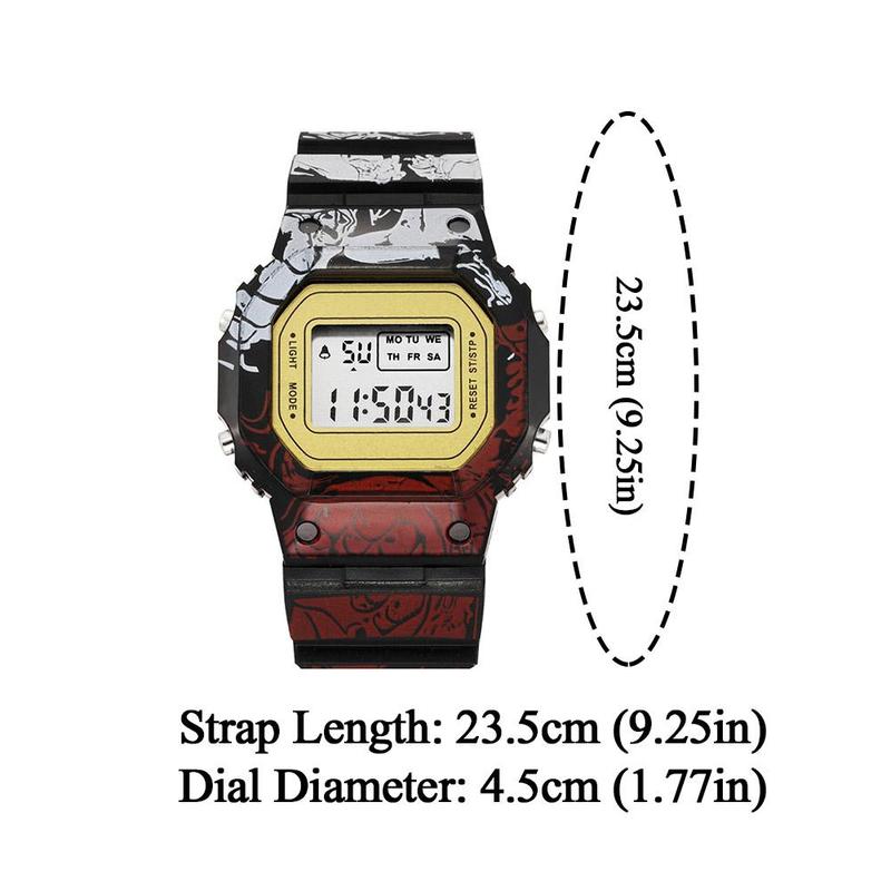 Product Introduction of Jam Tangan Sukan Lelaki, One Piece, Jam Tangan Elektronik Berkilau, Jam Fesyen Digital Lelaki, Hadiah Hebat, F0K5 18