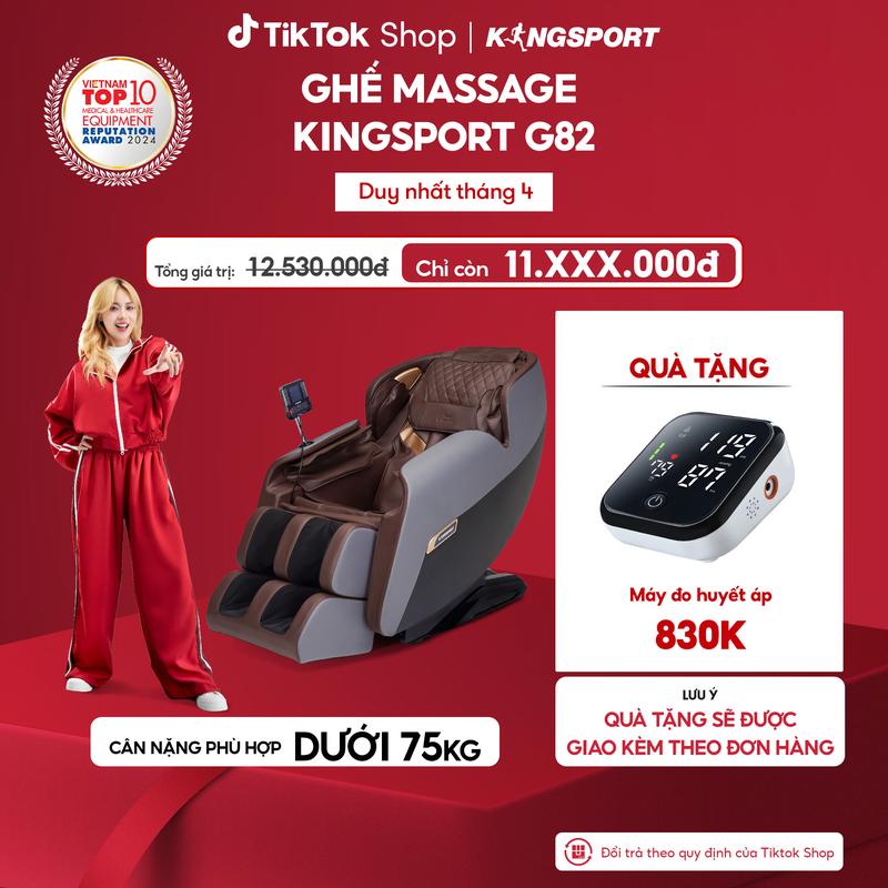 [Miễn phí lắp đặt] Ghế massage KINGSPORT G82 hệ thống nhiệt hồng ngoại, chế độ massage không trọng lực, khung ghế rộng rãi và thoải mái