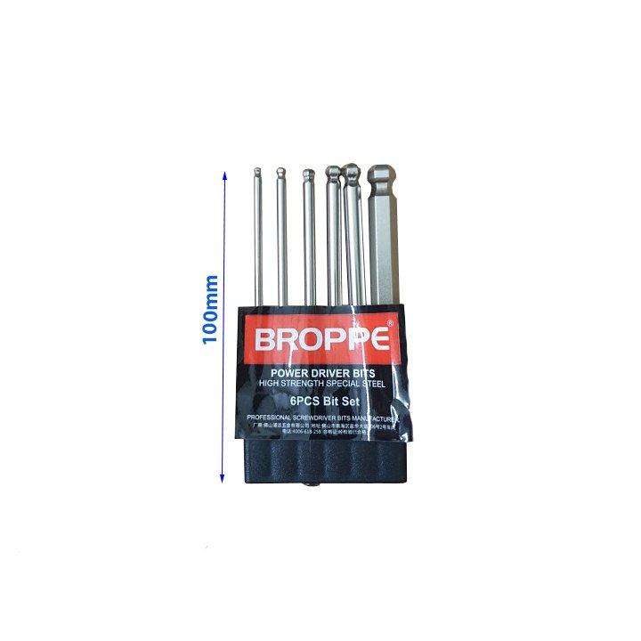 Mũi lục giác cho máy bắn vít. Bộ lục giác đầu bi đầy đủ kích thước hãng BROPPE cao cấp 5