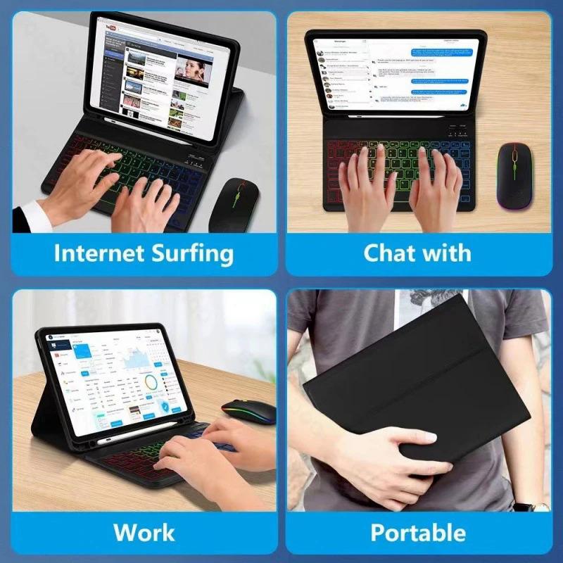 Product Introduction of For iPad Air 6 2024 11" Case Keyboard Mouse Rainbow Backlight Korean Spanish Arabic Magic Keyboard Funda for iPad Air 11" 2024 31