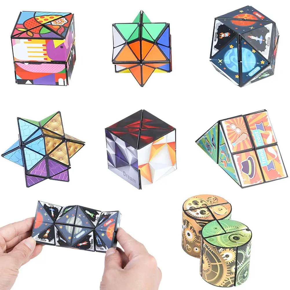 Khối Lập Phương Ma Thuật 3D, Hình Dạng Rubik Từ Tính Họa Tiết, Chuyển Nhượng Và Hộp Gấp, Giải Tỏa Căng Thẳng, Trí Tuệ, E0S5