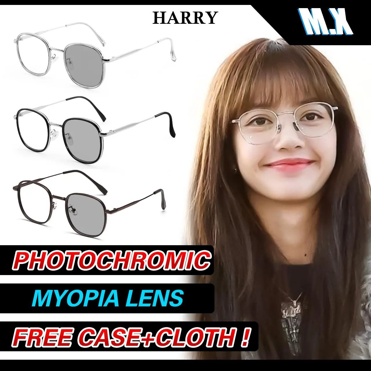 Graded Photochromic eyeglasses MX STUDIO-HARRY Anti-Radiation Eyeglasses for men and women SUNGLASSES Anti-blue light Glasses light Change Color Anti-UV Light Change color Near-sighted Glasses