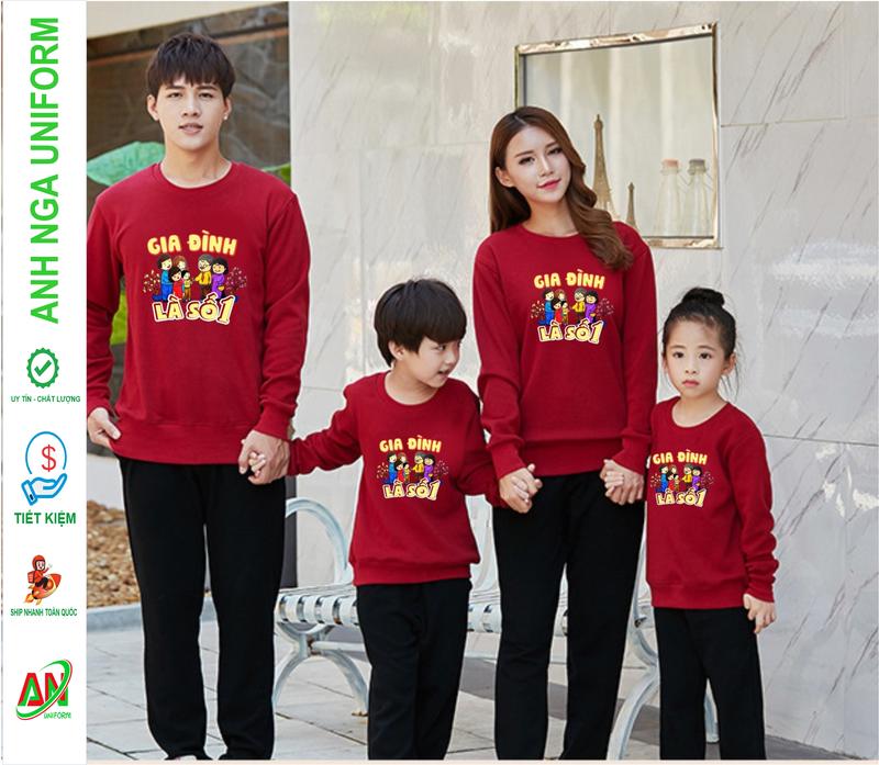 áo sweater gia đình 3/4/5 người FAMILY màu đỏ tết 2024 chất nỉ bông GIÁ SĨ Top Nữ Women 1