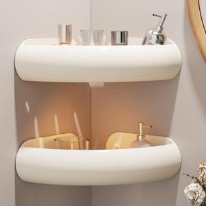 New Arrival Cream Style Bathroom Storage Rack No Drilling Required Space Aluminum Wall-Mounted Toilet Washstand Corner Triangle Storage