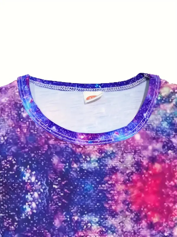 Girl's All Over Unicorn Print Short Sleeve Dress, Cute Casual Round Neck A Line Dress for Summer, Kids Clothes for Daily Wear 3