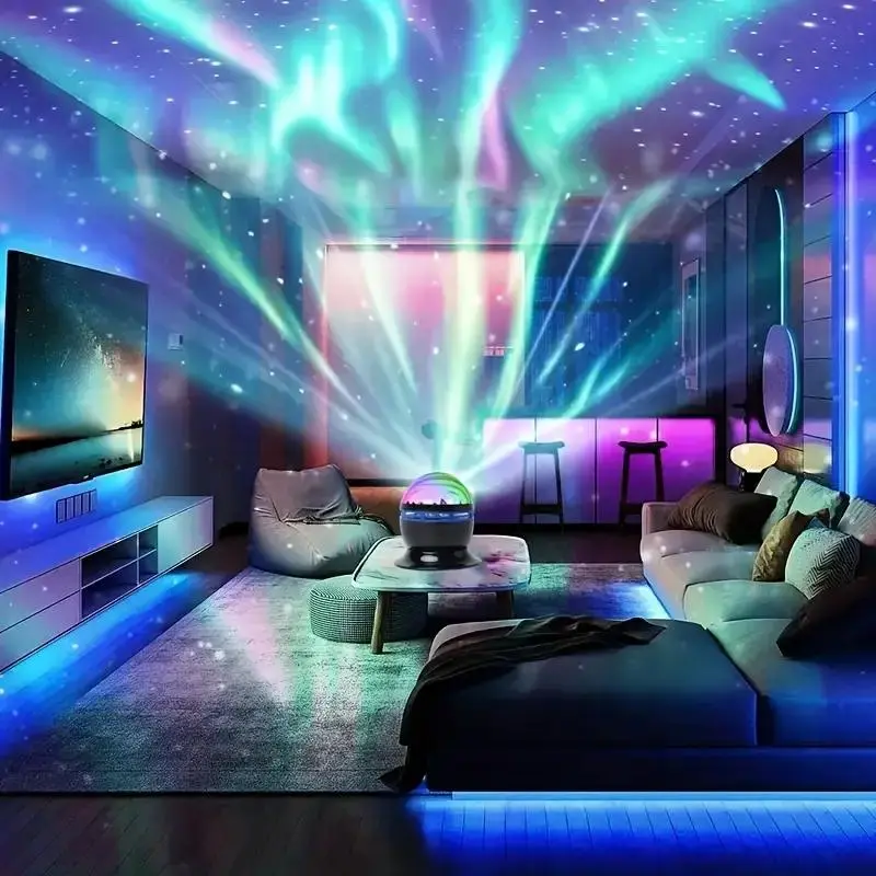 LED Aurora Borealis Projector Light with Remote Control, USB Powered Multi-color Display Dimmable Light, Ideal for Bedroom, Living Room, Office, and Party Decor 2