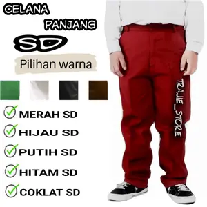 seragam sekolah celana SD MI Merah Putih Hijau Hitam Coklat bahan  pramuka trajie store Fashion Katun Polos