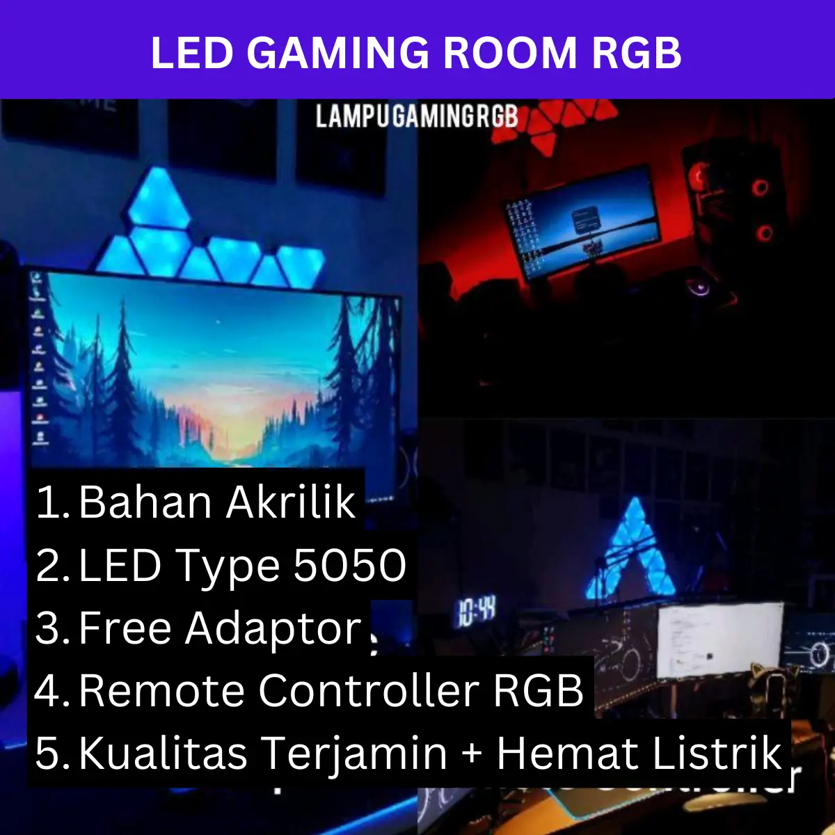 Lampu Gaming RGB / Lampu Panel / Lampu Hias / Lampu Kamar Acrilic ...