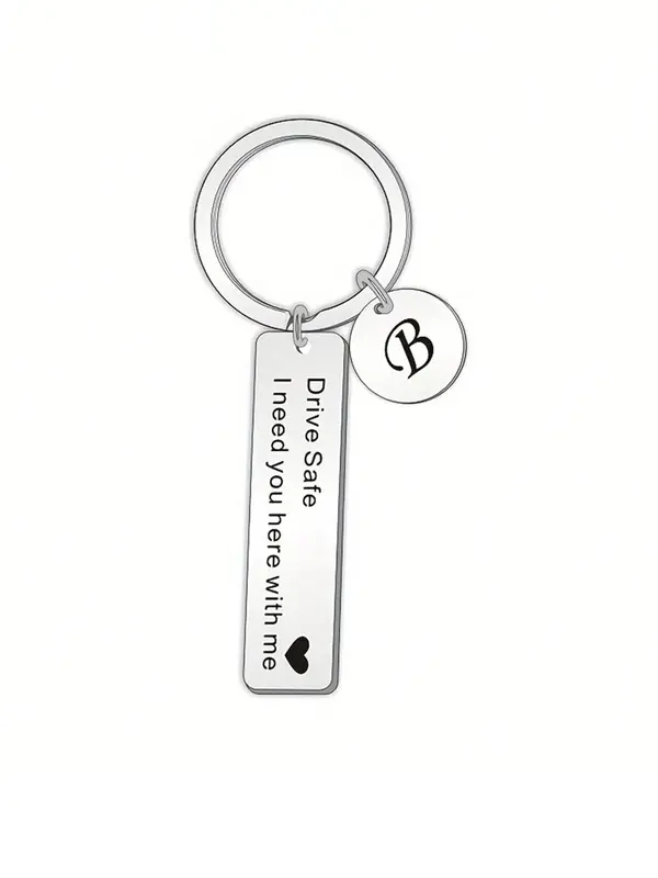 Drive Safe Letter Pattern Keychain, Stainless Steel Keychain for Car Keys, Fashion Accessories for Men & Women, Gift for Him Her Boyfriend Husband 5