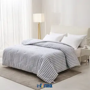 Informa 210X210 Cm Bed Cover Yoel - Biru Navy King Queen Single 260X230 240X210 160X210 Selimut Tebal Bedcover Selimut Kasur Comforter