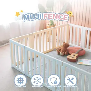 KISUBO Pagar Bayi Muji Baby Fence Playpen Pagar Bermain Bayi 2in1 Convertible Minimalis Multifungsi Playpen dan Lemari Penyimpanan Sekat