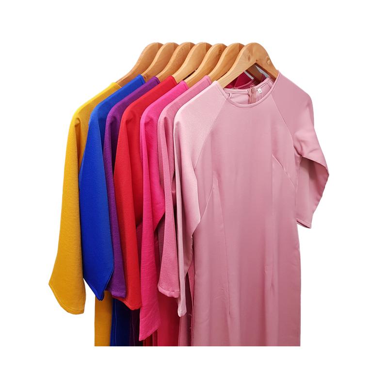 Áo dài nữ Cổ Tròn 2 tà đủ màu đủ size may sẵn vải lụa Tây Thi chưa kèm quần - Áo Dài Khánh Huyền