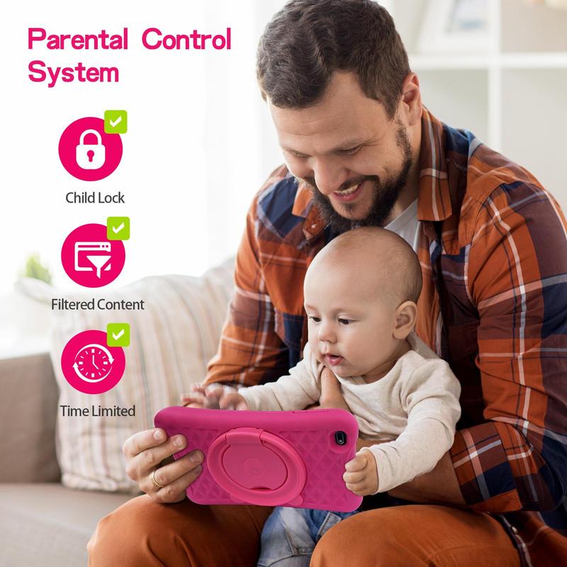 Portable 8 Inch HD Learning Tablet, Touch Control Tablet, Android System Tablet with Silicone Protective Case, Eye Care Tablet, Stocking Fillers Gift 6