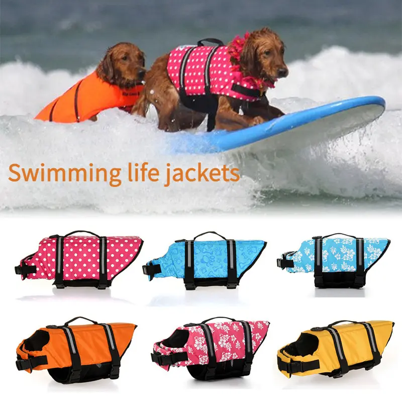 New Pet Swimsuit Pet Life Vest Dog Safety Clothing Large Dog Swimming Clothes