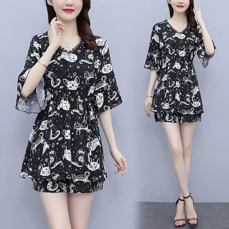 Bộ Đồ Trang Phục Nữ Mùa Hè, Thời Trang, Thanh Lịch, Trông Trẻ Trung, Phong Cách Phương Tây, Mỏng, Chất Liệu Voan, Bộ Đồ Hai Mảnh, Hàng Mới Về Năm 2024 Women Áo Top