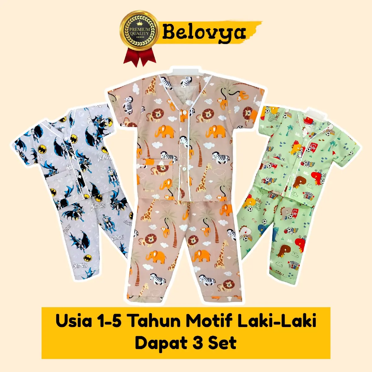 BAJU TIDUR ANAK KIDS USIA 1-5 55 RB DAPAT 3 SET MOTIFK Cowo