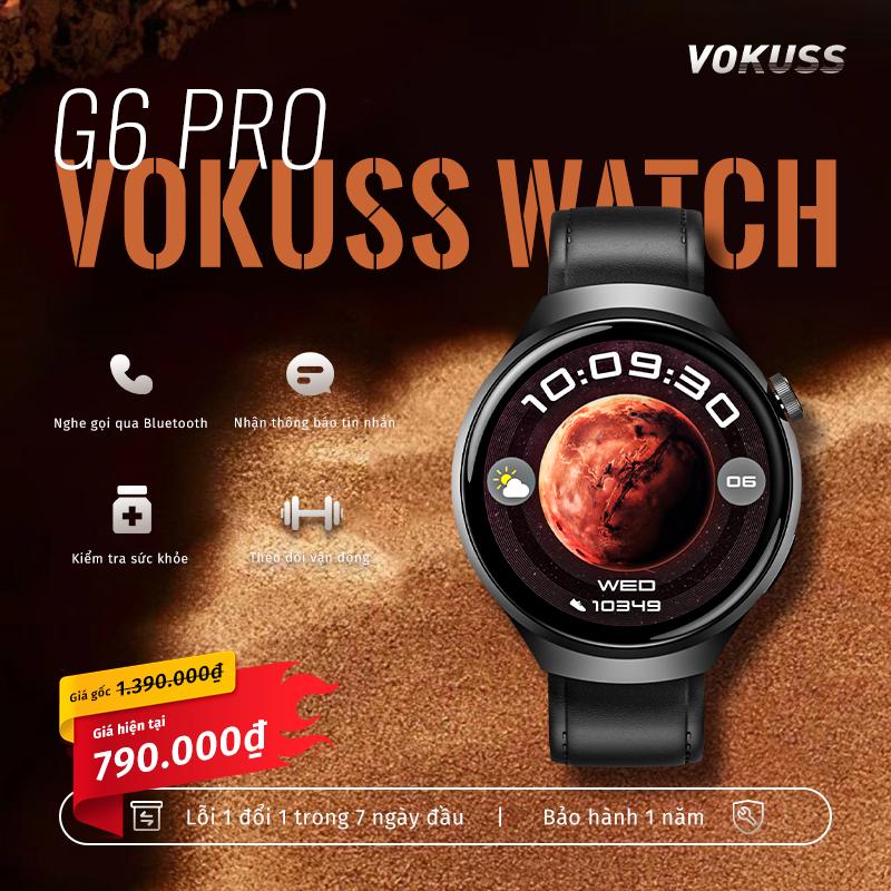 【VOKUSS Đồng hồ thông minh mới G6 Pro giá sốc nhiều chức năng + Nghe gọi nhận thông báo Đo lường sức khỏe Đo lường vận động Chống nước Tuổi thọ pin dài Trí tuệ nhân tạo AI Mở khóa cửa thông minh NFC AMOLED HD Smartwatch Watch Bluetooth đồng hồ smart