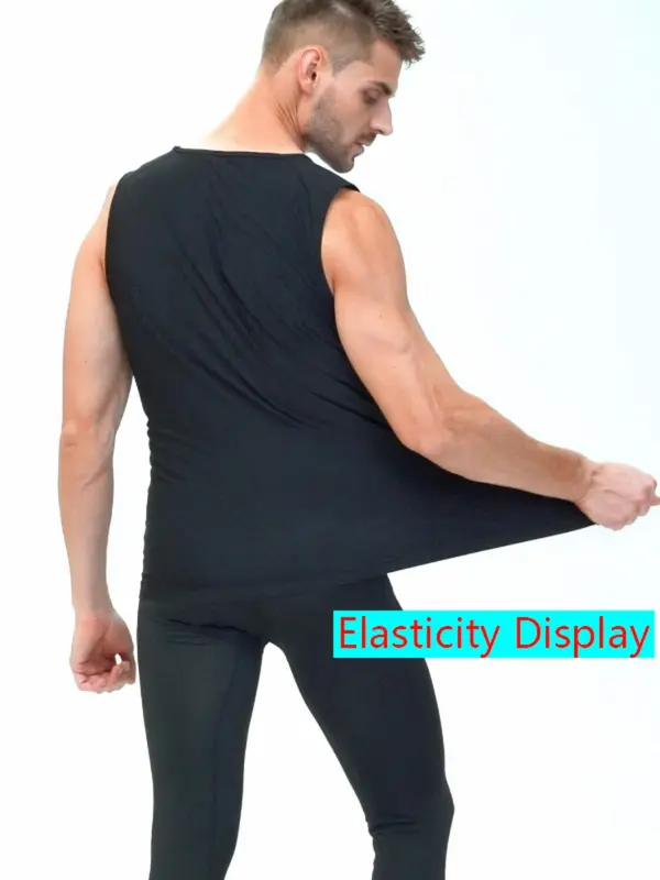 Sporty Men's Round Neck Sports Sauna Vest, Tight-fitting Solid Color Sleeveless Sauna Tank Top for Running Workout Gym Outfits, Casual Sporty Top for Summer, Men's Streetwear & Activewear 1