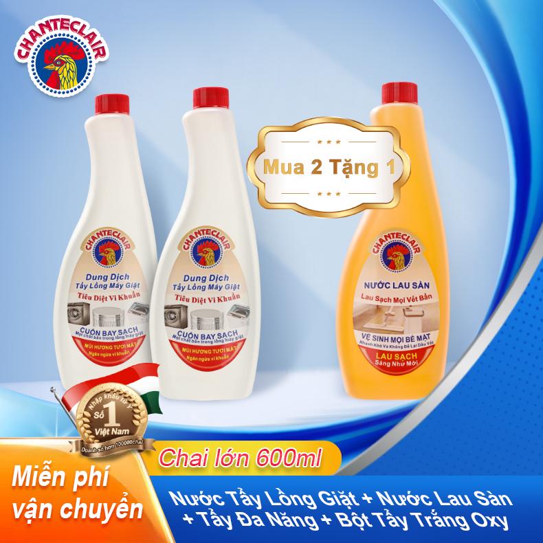 [MUA 2 TẶNG 1] Combo 2 Dung Dịch Tẩy Lồng Máy Giặt + Tặng Nước Lau Sàn Chanteclair – Diệt Khuẩn Lồng Giặt, Sàn Nhà Sạch Bóng, Loại Bỏ Cặn Bám, An Toàn Cho Máy Giặt