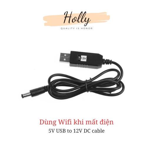 Dây Cáp Nguồn USB Wifi 5v Sang 12v chân 5,5mm 2.1mm dùng Wifi khi mất điện