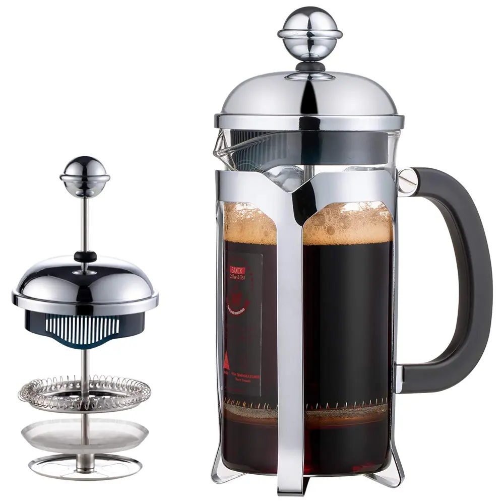 Máy Pha Cà Phê Bình Pha Cà Phê Kiểu Pháp (12 Oz), Hệ Thống Ép, Thủy Tinh Borosilicate Dày Chịu Nhiệt, Bền Dễ Làm Sạch