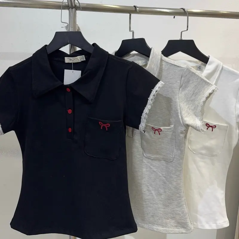 Áo Polo Nữ Dáng Ôm Thêu Nơ 4