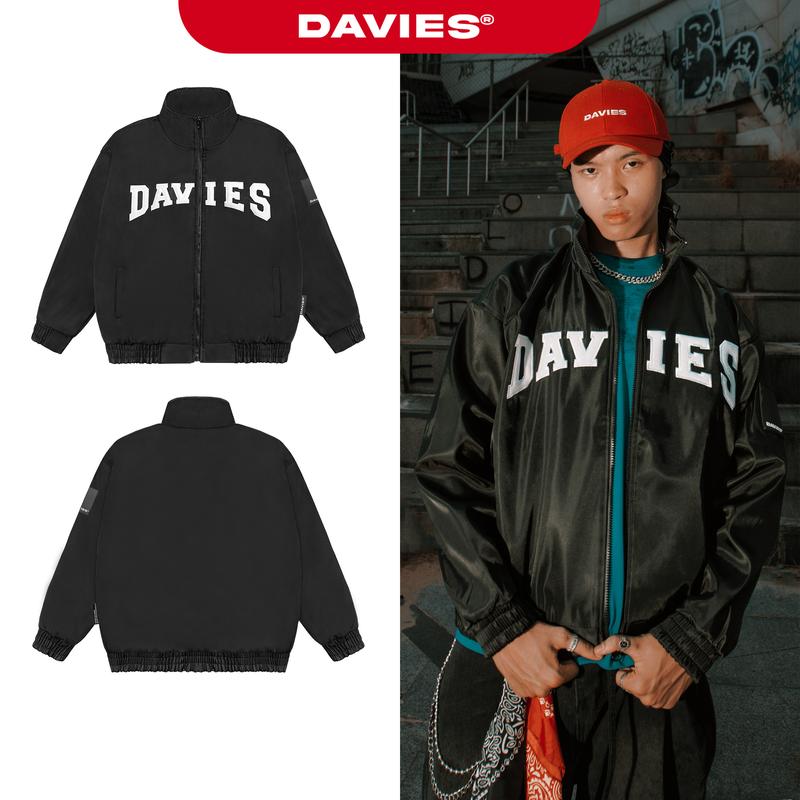 Áo khoác chần bông nam nữ DAVIES thêu nổi màu đen form rộng, dù kháng nước Label Cotton-Padded Jacket local brand 0
