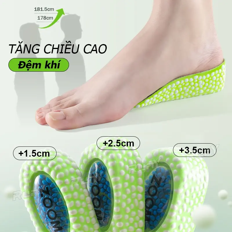 Miếng Lót Giày Tăng Chiều Cao, Đệm Khí, Miếng Đệm Nửa, Chèn Mềm, Thích Hợp Cho Giày Tăng Chiều Cao, Thể Thao, Bóng Rổ, Bảo Vệ Gót Chân độn nam 7