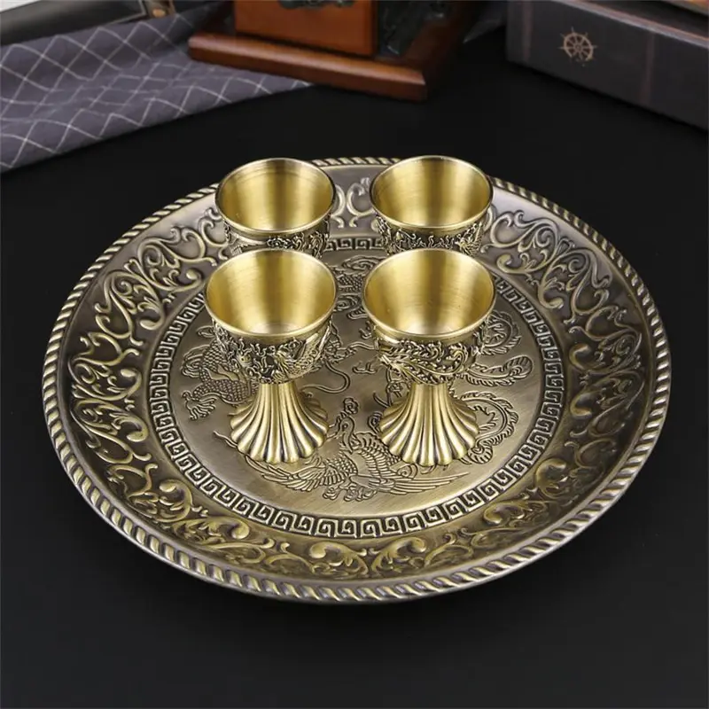 Vintage Metal Coffee Pot & Cup Set, 1 Set Including 4 Counts Coffee Cups & 1 Count Coffee Pot & 1 Count Tray, Creative Coffee Set for Home & Restaurant Decor 5