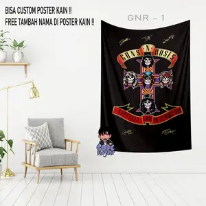 GUNS N ROSES - poster kain guns n roses - hiasan dinding gnr - pajangan dinding - dekorasi dinding kamar guns n roses - poster bahan kain - Ukuran 90x140cm