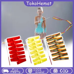 4m Pita Senam Ritmik Dan Tongkat Gymnastic Ribbon Pita Tari Pita Twirling Satin Properti Tari