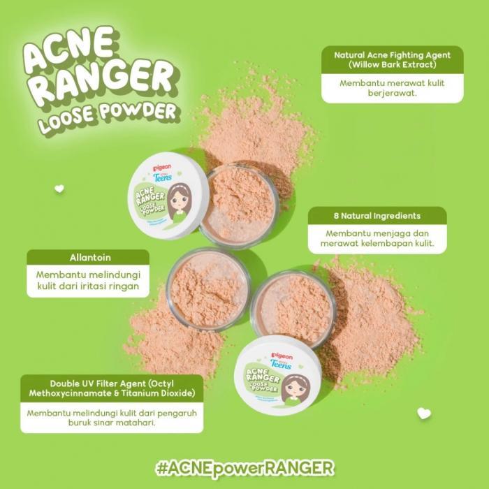 PIGEON TEENS - Loose Powder Bedak Tabur Bedak Remaja Squalane|Acne Ranger|Bright Heroes 4