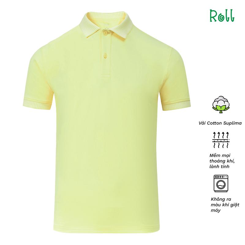 Áo polo nam Roll màu vàng vải Cotton Suplima chất xịn mềm mại, lành tính, không bai xù form chuẩn dễ mặc, trẻ trung Menswear Ngắn Tay Có Cổ Shirt