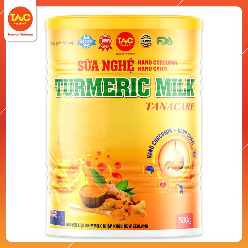 1 Hộp Sữa Nghệ Turmeric Milkt Tanacare - Nano curcumin, nano canxi bổ sung dưỡng chất hỗ trợ giảm thiểu đau dạ dày, giúp xương chắc khỏe và tăng cường sức đề kháng của cơ thể