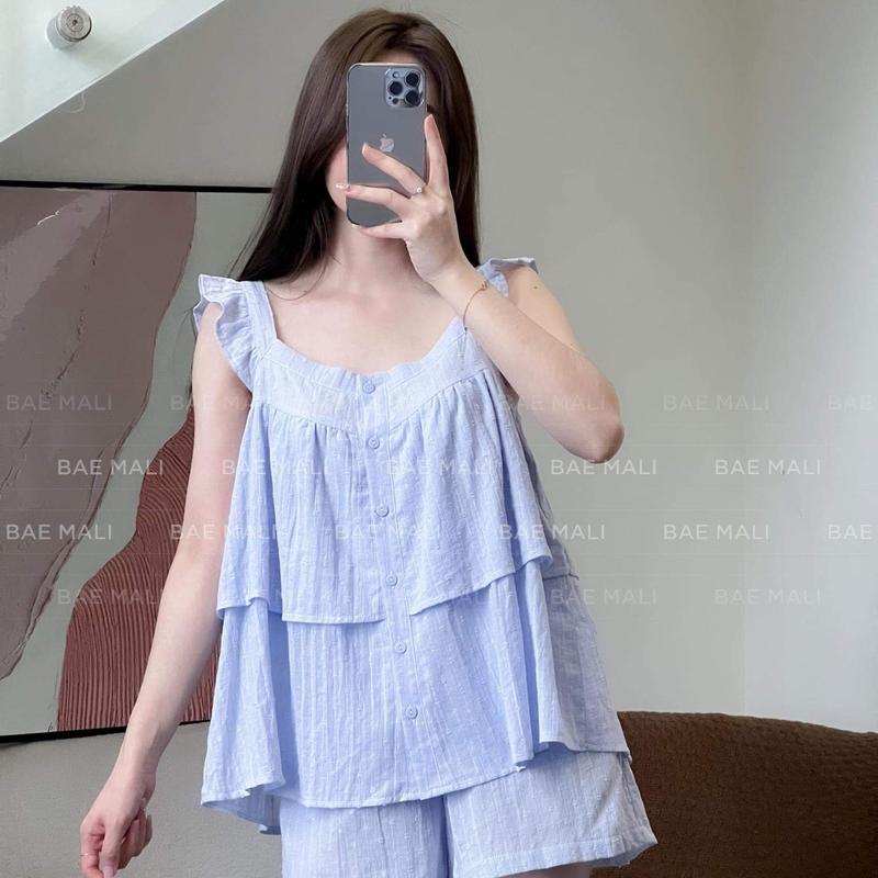 BAE MALI - Bộ mặc nhà ba lỗ quần đùi vải thô cotton mềm mại mã SP370
