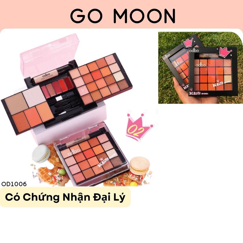 Set trang điểm ODBO BEAUTY IN ONE OD1006 Set make up phấn mắt má hồng bắt sáng tạo khối son kèm cọ trang điểm 32g Women Nữ Cosmetic Mỹ Phẩm