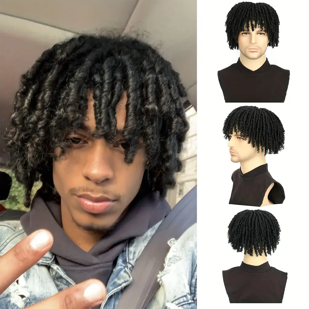Synthetic Dreadlock Hair Topper Clip In Dreadlocks Hairpieces 15.24 cm Short Locs Braided Hair Toupee For Men And Womenmakeup