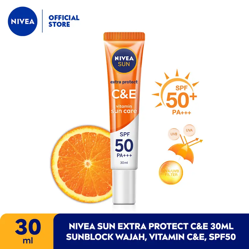 NIVEA SUN Face Serum Extra Protect C&E SPF 50+ PA+++ 30ml - Sunscreen wajah sunblock tone up vitamin daily sun protect face harian lightweight proteksi sinar matahari UV - Gel tekstur ringan, cepat meresap, tidak lengket 0