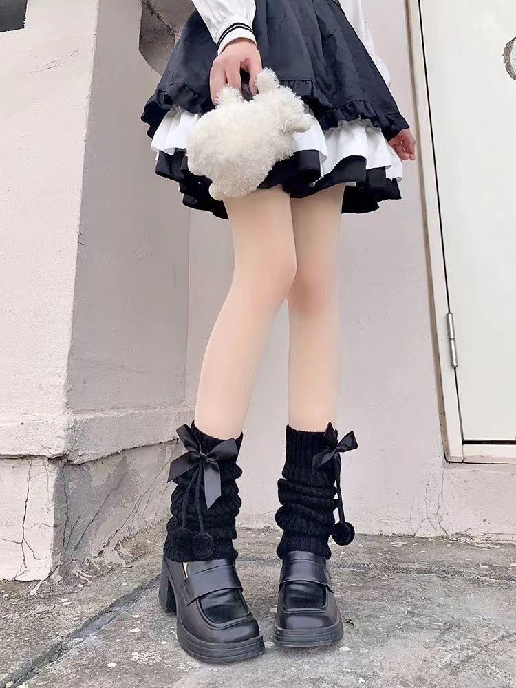 Product Introduction of Tất Chân Phong Cách Lolita, Nhật Bản Và Dễ Thương, Có Quả Bóng Lông, Nơ Cọc, Giữ Ấm Chân, Dành Cho Nữ, Thích Hợp Cho Mùa Thu, Tất Trắng, Nữ 6