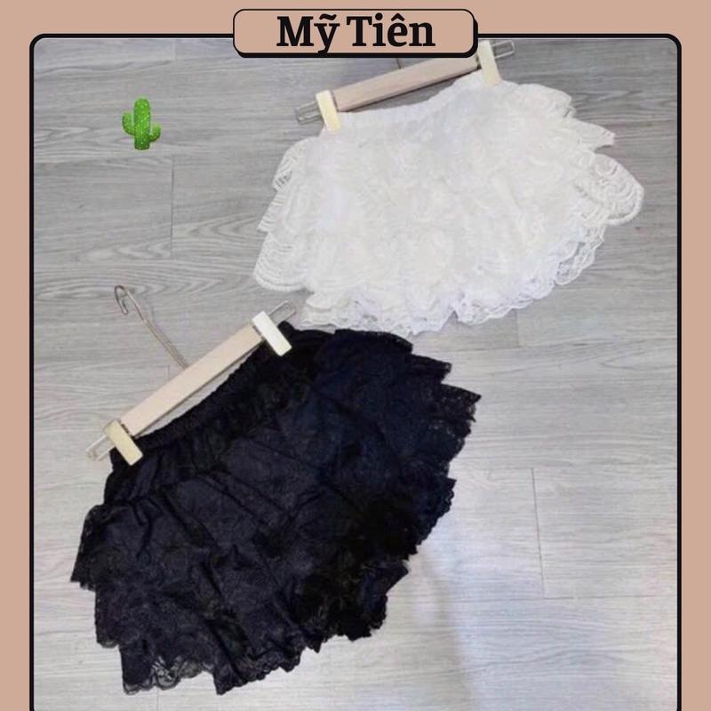 Chân Váy Ren 3 Tầng Có Lót Quần Lưng Thun Chân Nữ Women Top dáng xoè 1