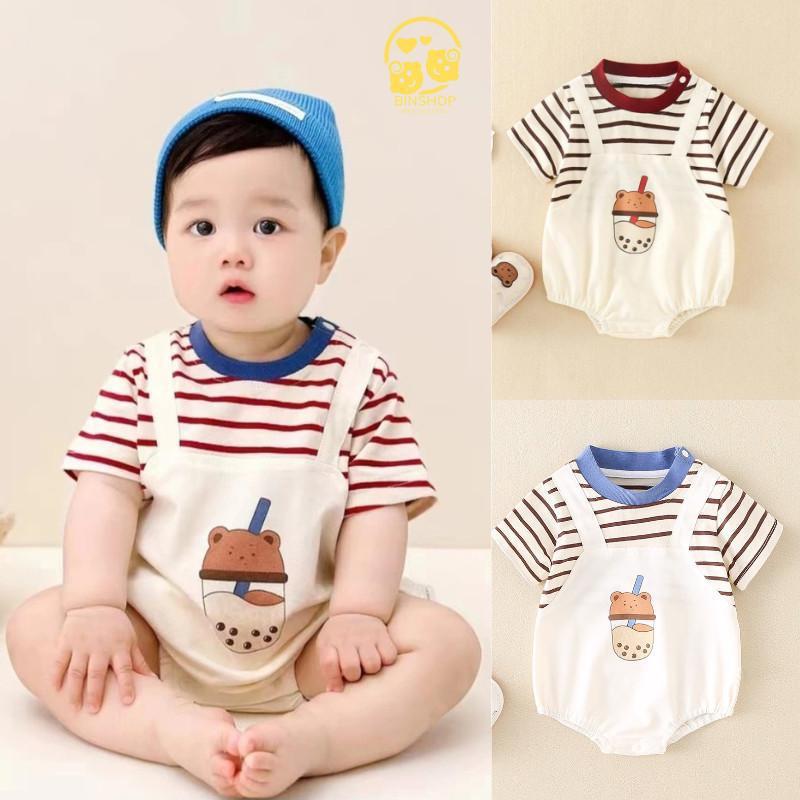 Bộ body chip bé trai bé gái hình Trà Sữa đáng yêu, Bodysuit cho bé chất Thun lạnh mềm mịn mẫu quần áo sơ sinh 0-12M Jumpsuit