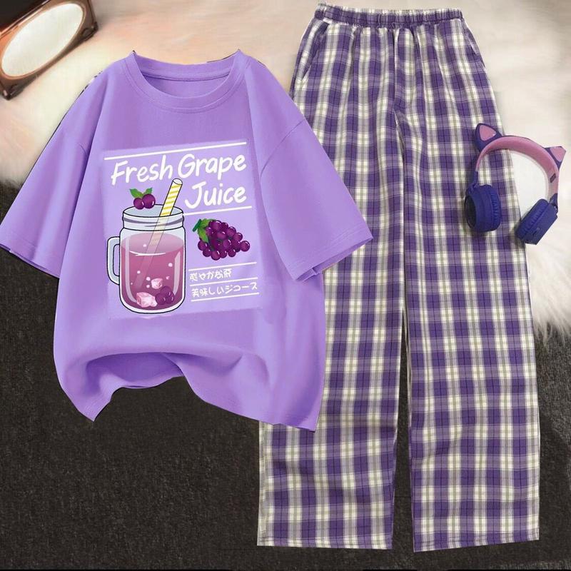  Áo phông kết hợp quần kẻ tím siêu hót bà chúa xứ châu đốc 