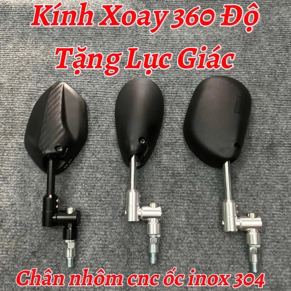 Kính soay 360 độ nhôm cnc trục soay inox 304  ( tặng lục giác + chân nối )