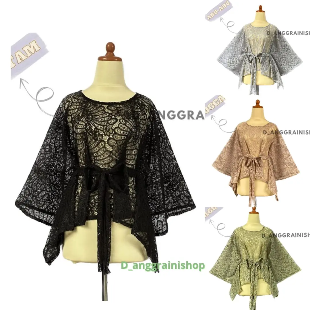 OUTER BROKAT TALI, ATASAN BROKAT, KEBAYA BROKAT PREMIUM, CAPE BROKAT WANITA Dress Seragam Kondangan Motif Renda Panjang
