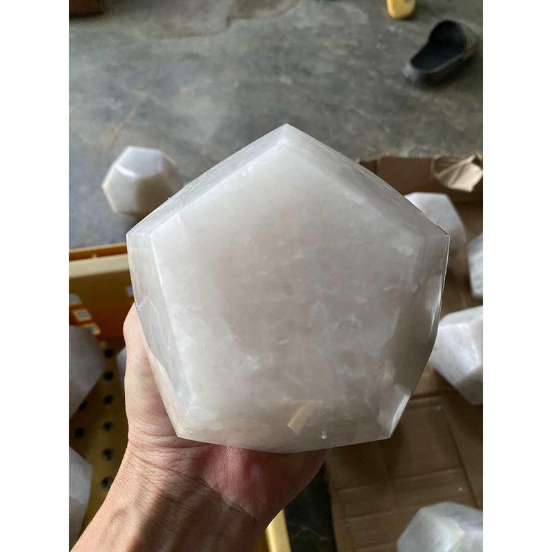 đá phong thuỷ bi cầu 12 mặt bằng đá thạch anh trắng dùng Decor Trang Trí thanh tẩy nhà cửa năng lượng