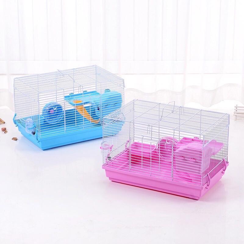 Lồng hamster 2 tầng đại size 47, thích hợp nuôi nhiều bé hamster lớn, thú cảnh lớn- trắng, xanh, hồng, đen