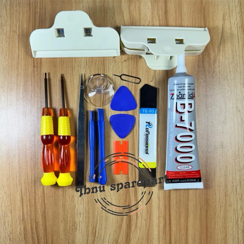 (SEPAKET) obeng hp 10 in 1 + lem T7000 B7000 50mL + congkelan Te-03 + penjepit lcd ts ( RECA ) 1