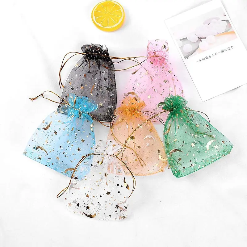 Beg Organza, 100 Pcs, 4X6 Inci, Pelbagai Warna, Beg Hadiah Serut ...